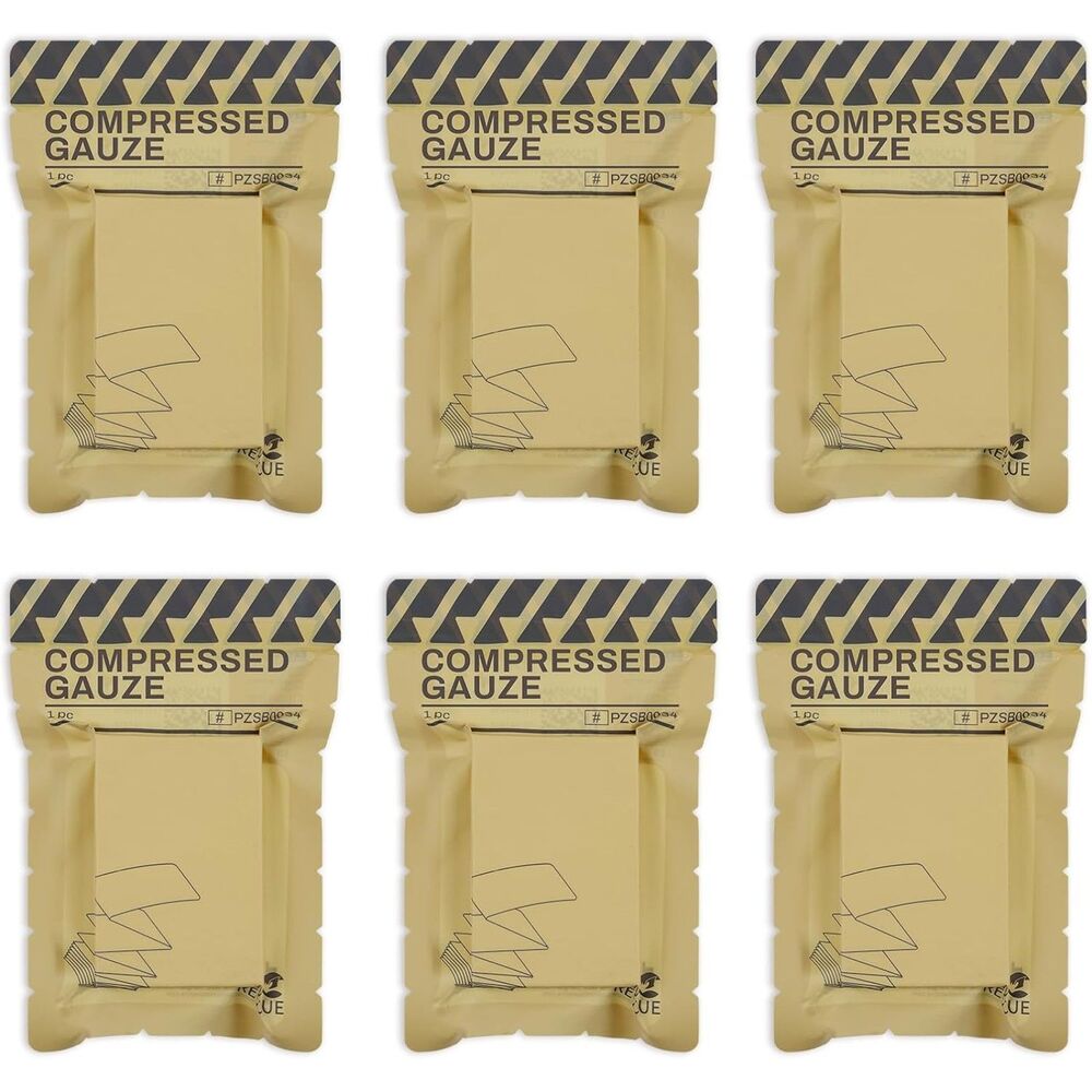 Sterile Compressed Gauze for Emergency Wound Dressing, 6 pack
